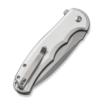 Civivi Button Lock Praxis Folding Knife Silver Aluminum Handle Nitro-V Drop Point Plain Edge Satin Finish C18026E-2