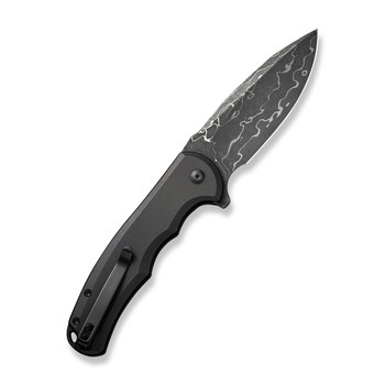 Civivi Button Lock Praxis Folding Knife Black Aluminum Handle Damascus Drop Point Plain Edge C18026E-DS1 Civivi Button Lock Praxis Folding Knife Black Aluminum Handle Damascus Drop Point Plain Edge C18026E-DS1