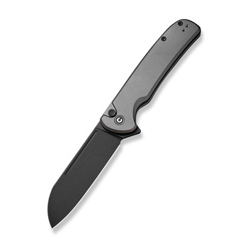 Civivi Chevalier II Folding Knife Gray Aluminum Handle 14C28N Sheepsfoot Plain Edge Black Stonewash Finish C20022B-3