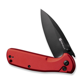 Sencut ArcBlast Folding Knife Red Aluminum Handle 9Cr18MoV Drop Point Plain Black Blade S22043B-4