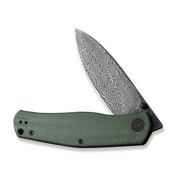 Civivi Sokoke Folding Knife Green Canvas Micarta Handle Damascus Drop Point Plain Edge Black Hand Rubbed Finish C22007-DS2 Civivi Sokoke Folding Knife Green Canvas Micarta Handle Damascus Drop Point Plain Edge Black Hand Rubbed Finish C22007-DS2