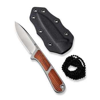 Civivi Mini Elementum Fixed Blade Knife Guibourtia Wood Handle Nitro-V Drop Point Plain Edge Satin Finish C23010-4