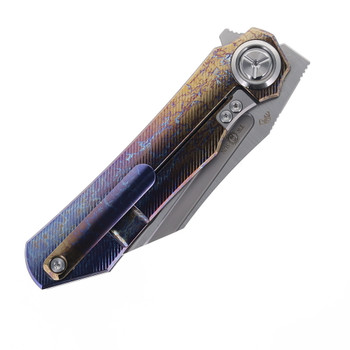 Two Sun Folding Knife Color Titanium Handle M390 Plain Edge TS195-Wave-Color