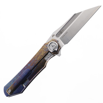 Two Sun Folding Knife Color Titanium Handle M390 Plain Edge TS195-Wave-Color