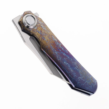 Two Sun Folding Knife Color Titanium Handle M390 Plain Edge TS195-Wave-Color