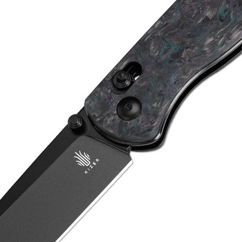 Kizer Drop Bear Clutch Lock Folding Knife Black/Blue/Purple Fatcarbon Handle S35VN Drop Point Plain Black Blade Ki3619A4