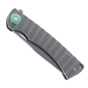 Two Sun Flipper Folding Knife Gray Titanium Handle Plain Edge Satin Finish TS444-YJ01-V1-Sand Two Sun Flipper Folding Knife Gray Titanium Handle Plain Edge Satin Finish TS444-YJ01-V1-Sand