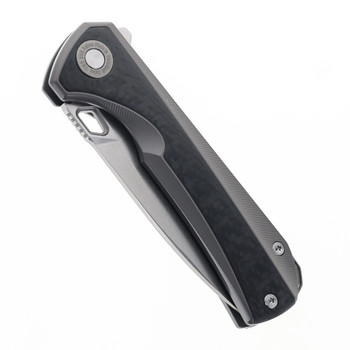 TwoSun Folding Knife Black Titanium/Carbon Fiber Handle YJ01-V1 Plain Edge Stonewash Finish TS419-YJ01-V1