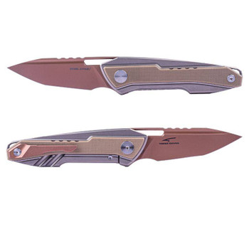 Real Steel Bullet EDC Folding Knife Coyote Titanium/G10 Handle S35VN Modified Tanto Plain Coyote Blade 5221C