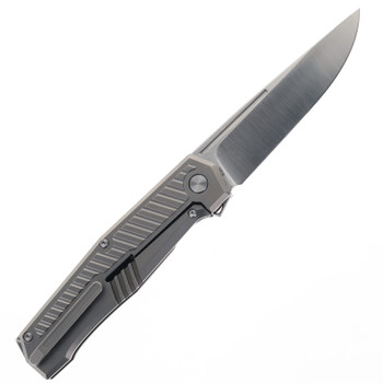 Real Steel Rokot Premium Folding Knife Gray Titanium Handle S35VN Plain Edge 7645P