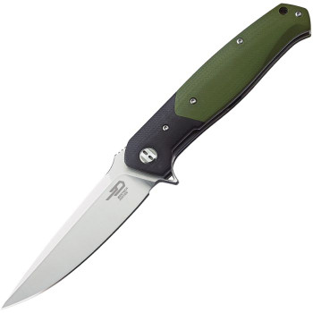 Bestech Swordfish Linerlock Folding Knife Black/Green G10 Handle Magnacut Plain Edge Satin Finish BG03J