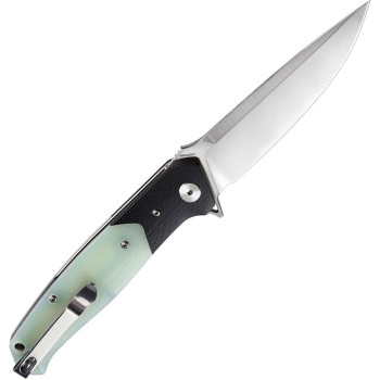 Bestech Swordfish Linerlock Folding Knife Jade/Black G10 Handle Magnacut Plain Edge Satin Finish BG03L