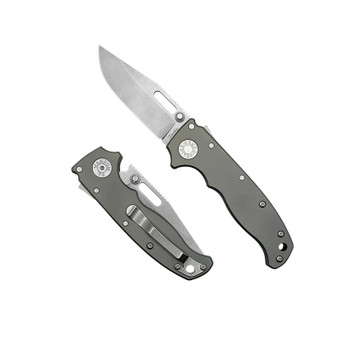 Demko Knives AD20.5 Folding Knife Smooth Titanium Handle 20CV Clip Point Plain Edge
