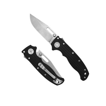 Demko Knives AD20.5 Folding Knife Black G10 Handle 20CV Clip Point Plain Edge