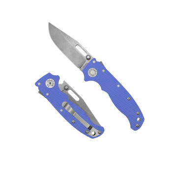 Demko Knives AD20.5 Folding Knife Blue G10 Handle 20CV Clip Point Plain Edge