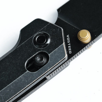 Vosteed Dachshund Folding Knife Black Titanium Handle M390 Modified Reverse Tanto Plain Edge Black Stonewash Finish A1201