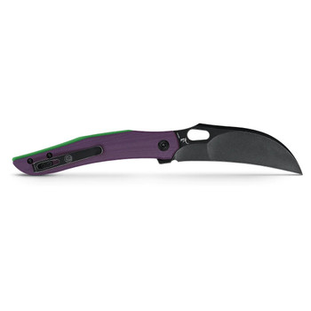 Vosteed Griffin Folding Knife Purple G10 Handle 14C28N Hawkbill Plain Edge Black Stonewash Finish A1103