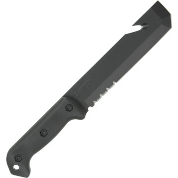 Becker Tac Tool Black Grivory Handle 1095 Partially Serrated Black Blade BK3