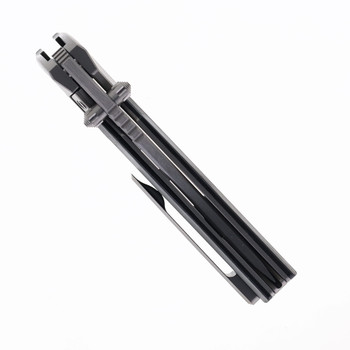 Two Sun Frame Lock Folding Knife Black Titanium Handle M390 Plain Edge TS379-M390