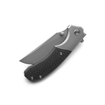 Miguron Centurion Folding Knife Titanium/Carbon Fiber Handle S90V Plain Edge Sandblast Finish MGR-609CBK