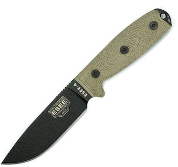 Esee Model 4 3D Fixed Blade Knife Green Canvas Micarta Handle