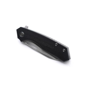 Miguron Knives Keryx Flipper Folding Knife 14C28N Satin Blade Black Micarta Handle MGR-813MWBK