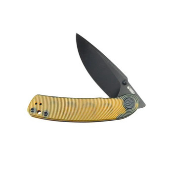 Kubey Momentum Folding Knife Ultem Handle AUS-10 Plain Edge Dark Stonewash Finish KU344N