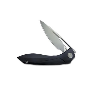 Kubey Veloce Folding Knife Black Titanium Handle S90V Plain Edge Sandblast Finish KB171G