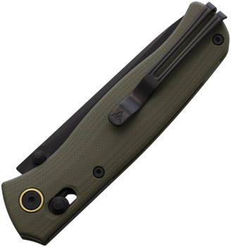 SRM Knives Folding Knife Green G10 Handle 10Cr15CoMoV Plain Edge Black Finish SRM255LGP