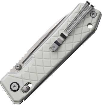 SRM Knives Rubik Folding Knife White G10 Handle 14C28N Plain Edge Satin Finish SRM7228BGT