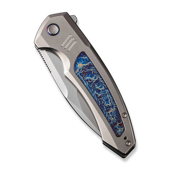 WE Hyperactive Folding Knife Flame Titanium Handle Vanax Drop Point Plain Edge Polished Bead Blast Finish WE23030-1