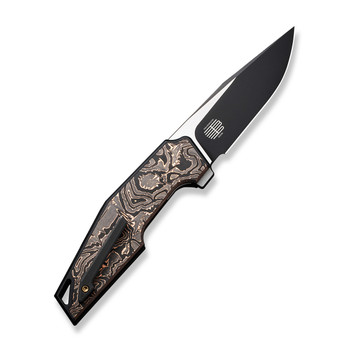 WE OAO Folding Knife Black/Copper Titanium Copper Foil Carbon Fiber Handle 20CV Clip Point Plain Edge Hand Black Stonewash/Satin Flat Finish WE23001-2 WE OAO Folding Knife Black/Copper Titanium Copper Foil Carbon Fiber Handle 20CV Clip Point Plain Edge Hand Black Stonewash/Satin Flat Finish WE23001-2