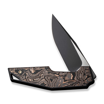 WE OAO Folding Knife Black/Copper Titanium Copper Foil Carbon Fiber Handle 20CV Clip Point Plain Edge Hand Black Stonewash/Satin Flat Finish WE23001-2 WE OAO Folding Knife Black/Copper Titanium Copper Foil Carbon Fiber Handle 20CV Clip Point Plain Edge Hand Black Stonewash/Satin Flat Finish WE23001-2
