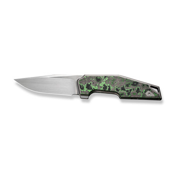 WE OAO Folding Knife Gray/Green/Black Titanium Jungle Wear Fat Carbon Fiber Handle 20CV Clip Point Plain Edge Hand Rubbed Satin Finish WE23001-3