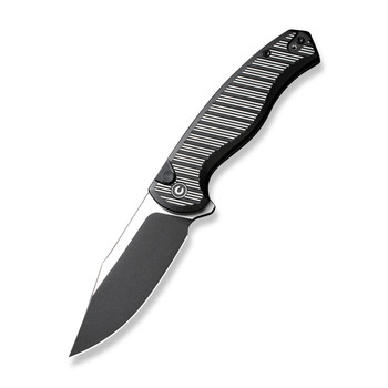 Civivi Stormhowl Folding Knife Black/Satin Flat Aluminum Handle Nitro-V Clip Point Plain Edge Black Stonewash/Satin Flat Finish C23040B-1