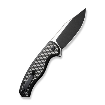 Civivi Stormhowl Folding Knife Black/Satin Flat Aluminum Handle Nitro-V Clip Point Plain Edge Black Stonewash/Satin Flat Finish C23040B-1
