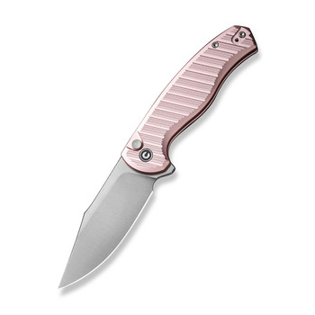 Civivi Stormhowl Folding Knife Light Pink Aluminum Handle Nitro-V Clip Point Plain Edge Satin Finish C23040B-3