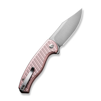 Civivi Stormhowl Folding Knife Light Pink Aluminum Handle Nitro-V Clip Point Plain Edge Satin Finish C23040B-3