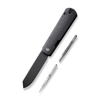 Civivi Sendy Folding Knife Black G10 Handle Nitro-V Spey Point Plain Edge Black Stonewash Finish C21004B-2 Civivi Sendy Folding Knife Black G10 Handle Nitro-V Spey Point Plain Edge Black Stonewash Finish C21004B-2