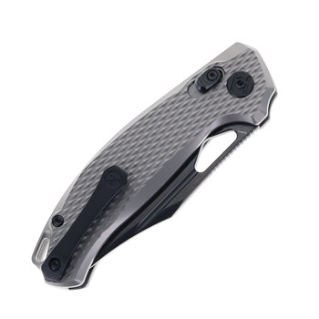 Kunwu Django Folding Knife Bead Blast Gray Titanium Handle Elmax Plain Edge Black DLC Finish X707T-3