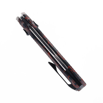 Kunwu Django Folding Knife Red G-Mascus Handle Elmax Plain Edge Black DLC Finish X707A-1