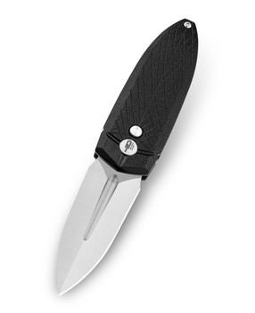 Bestech QuQu Cricket Folding Knife Black G10 Handle 14C28N Plain Edge Satin Finish BG57A-1