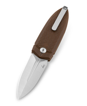 Bestech QuQu Cricket Folding Knife Brown G10 Handle 14C28N Plain Edge Satin Finish BG57A-3