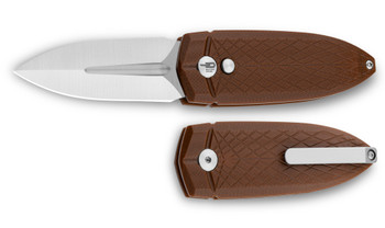Bestech QuQu Cricket Folding Knife Brown G10 Handle 14C28N Plain Edge Satin Finish BG57A-3