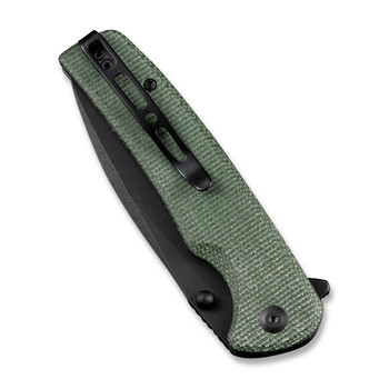 (Minor Button Stick) Open Box/Returned Sencut Sachse Folding Knife Green Micarta Handle 9Cr18MoV Drop Point Plain Edge Black Stonewash Finish S21007-2