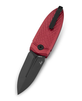 Bestech QuQu Cricket Folding Knife Red Aluminum Handle 14C28N Plain Edge Black DLC Finish BG57B-4