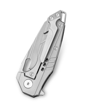 Bestech Nyxie3 Folding Knife Grey Marble Carbon Fiber/Titanium Handle S35VN Plain Edge Beadblast/Stonewash Finish BT2308C