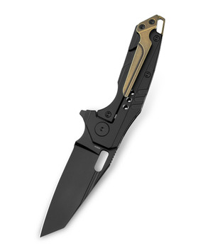 Bestech Nyxie3 Folding Knife Black Marble Carbon Fiber/Titanium Handle S35VN Plain Edge Black DLC Finish BT2308D