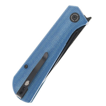 Petrified Fish Viking Folding Knife Blue Micarta Handle K110 Plain Edge Black Stonewash Finish PFP07-BMDW