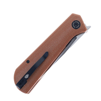 Petrified Fish Viking Folding Knife Brown Micarta Handle K110 Plain Edge Satin Finish PFP07-BRMS